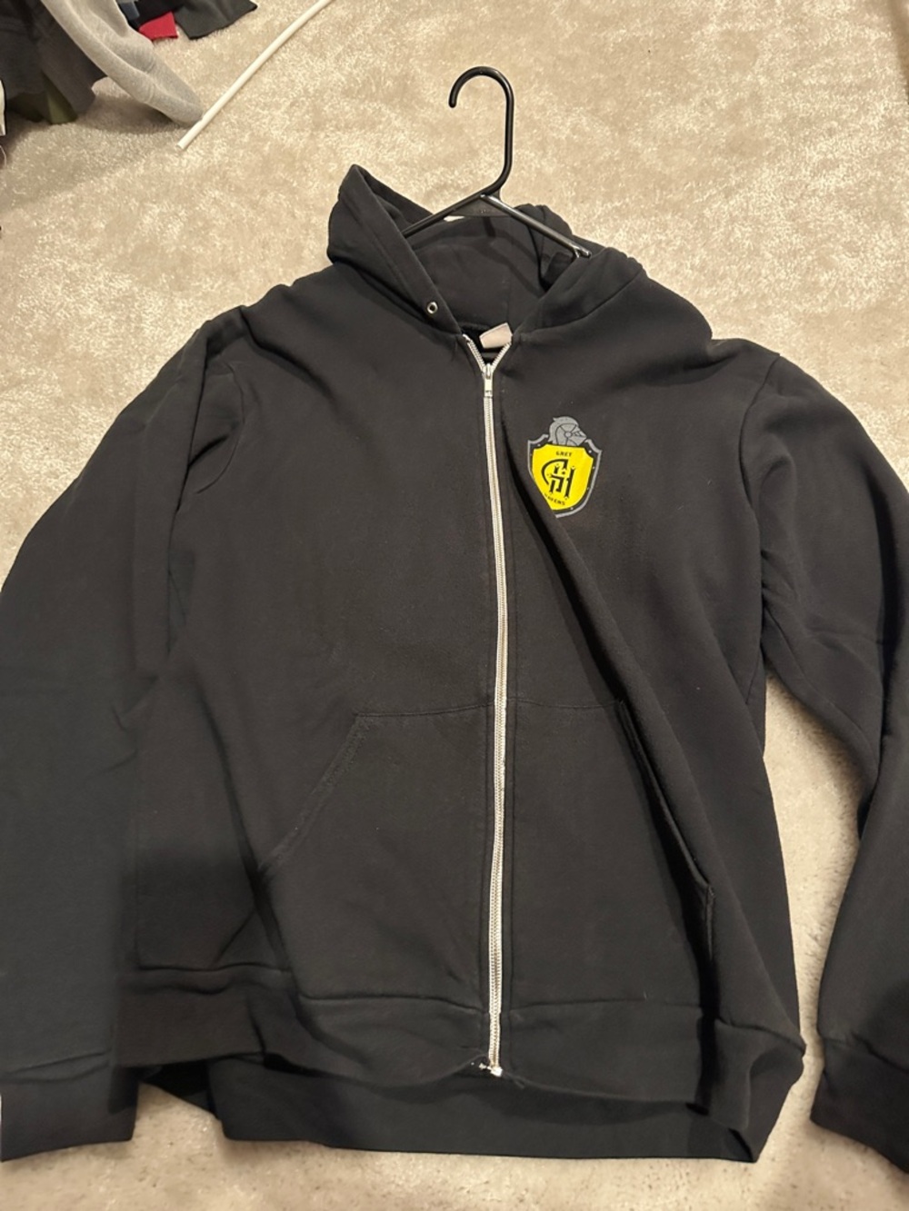 Palantir Black Zip Hoodie with Silver Zipper